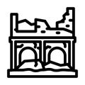house earthquake destroyed line icon vector illustration