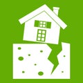 House after an earthquake icon green