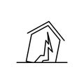 house, earthquake, insurance icon. Element of insurance icon. Thin line icon for website design and development, app development.