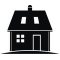 House with eaves and roof windows, door and smokestack, vector icon Royalty Free Stock Photo