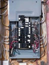 A house electric box or fuse box that controls the incoming electricity and distributes it to the smaller circuits