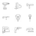 House electric tool icon set, outline style