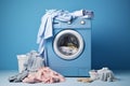 House Electronic Modern Washing machine with cloths. Ai generative.