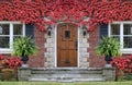 front door and red ivy in fall Royalty Free Stock Photo