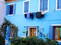 A house entirely of lilac color in Burano Venice area Italy