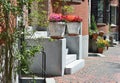 House Entrance Detail with Elegant Planters