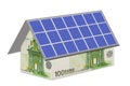 House with euro notes and photovoltaic module Royalty Free Stock Photo