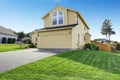 House exnterior with garage. View from driveway Royalty Free Stock Photo