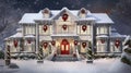 house exterior christmas decorations in the snow