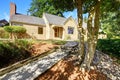 House exterior. Entrance porch and concrete walkway Royalty Free Stock Photo