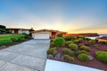 House exterior. Garage with concrete driveway Royalty Free Stock Photo