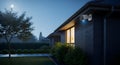 House exterior during nighttime, featuring a security camera Royalty Free Stock Photo