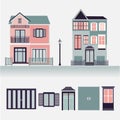 House exterior set icons vector illustration Royalty Free Stock Photo