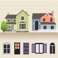 House exterior set icons vector illustration Royalty Free Stock Photo