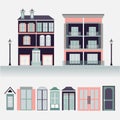 House exterior set icons vector illustration Royalty Free Stock Photo