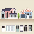 House exterior set icons vector illustration Royalty Free Stock Photo