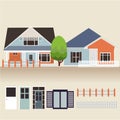 House exterior set icons vector illustration Royalty Free Stock Photo