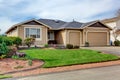 House exterior. View of entrance porch and driveway Royalty Free Stock Photo