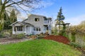 House exterior. View of entrance porch and front yard Royalty Free Stock Photo