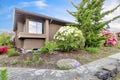 House exterior. View of wall with flower bed Royalty Free Stock Photo