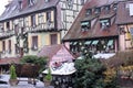 House facade decorated for Christmas Colmar