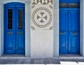 House facade at Pyrgi village, Chios island, Greece Royalty Free Stock Photo