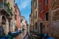 House facades along a canal in Venice, Italy