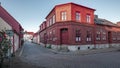 House facades and street in Ystad in Sweden