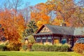 House with Fall Colored Foliage Royalty Free Stock Photo