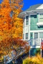 House with Fall Colored Foliage Royalty Free Stock Photo