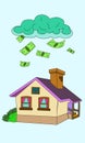 House falling money vector illustration