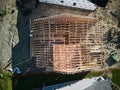 House family construction wooden site. construction of a house. Florida. Above drone Photo.