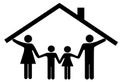 House family parents and children under home roof Royalty Free Stock Photo