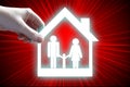 Papercut house, family shape - sale, insurance policy concept Royalty Free Stock Photo