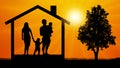 House family silhouette vector. Royalty Free Stock Photo