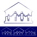 House with family symbols vector illustration