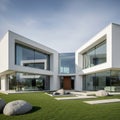House featuring large, angular white structures with extensive Royalty Free Stock Photo