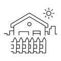 House with a Fence Icon. Secured Living, Home Comfort. The house with a fence icon represents secured living and the comfort of a
