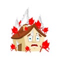 House on fire cartoon style. Fire run through the house Royalty Free Stock Photo