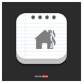 House on fire icon Gray icon on Notepad Style template Vector EPS 10 Free Icon Royalty Free Stock Photo