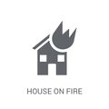 House on fire icon. Trendy House on fire logo concept on white b