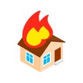 House on fire isometric 3d icon