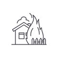 House fire line icon concept. House fire vector linear illustration, symbol, sign Royalty Free Stock Photo