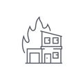 House fire - modern black line design style icon