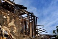 The house after a fire Parts of the house after burnning. Royalty Free Stock Photo