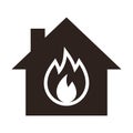 House on fire, preventing fire. Fire alarm icon