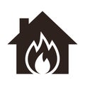 House on fire, preventing fire. Fire alarm icon