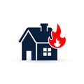 House on Fire, Preventing Fire. Fire Alarm, Vector isolated illustration