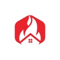 House fire vector logo design template.