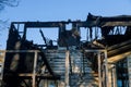 House after a fire view of a burnt building